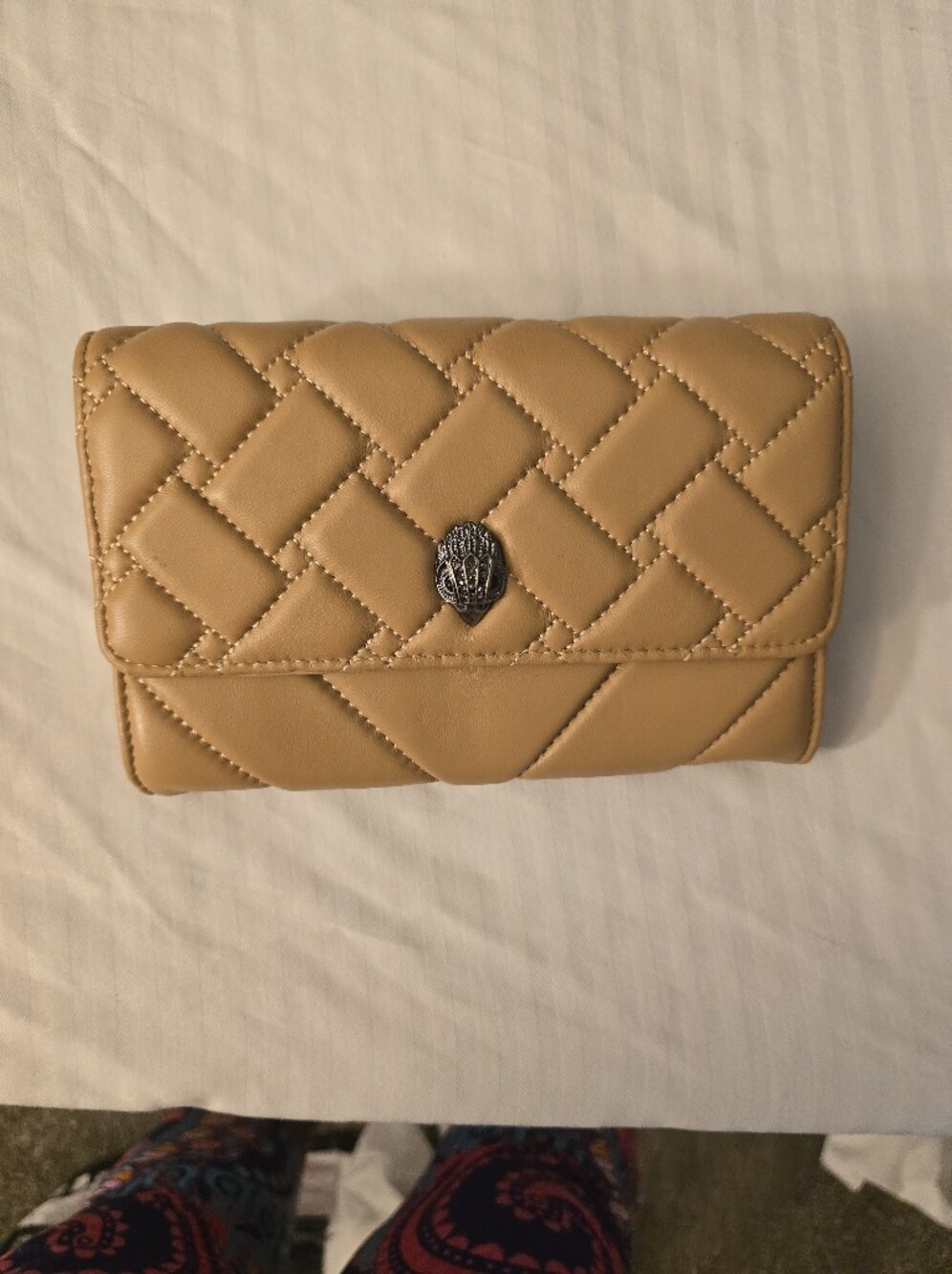 Kurt Geiger Quilted Tan Crossbody Wallet
